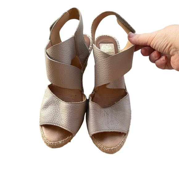 Kanna Cream Leather Espadrilles with Crossover Straps and Wedge Heel size 8.5 - Picture 2 of 10